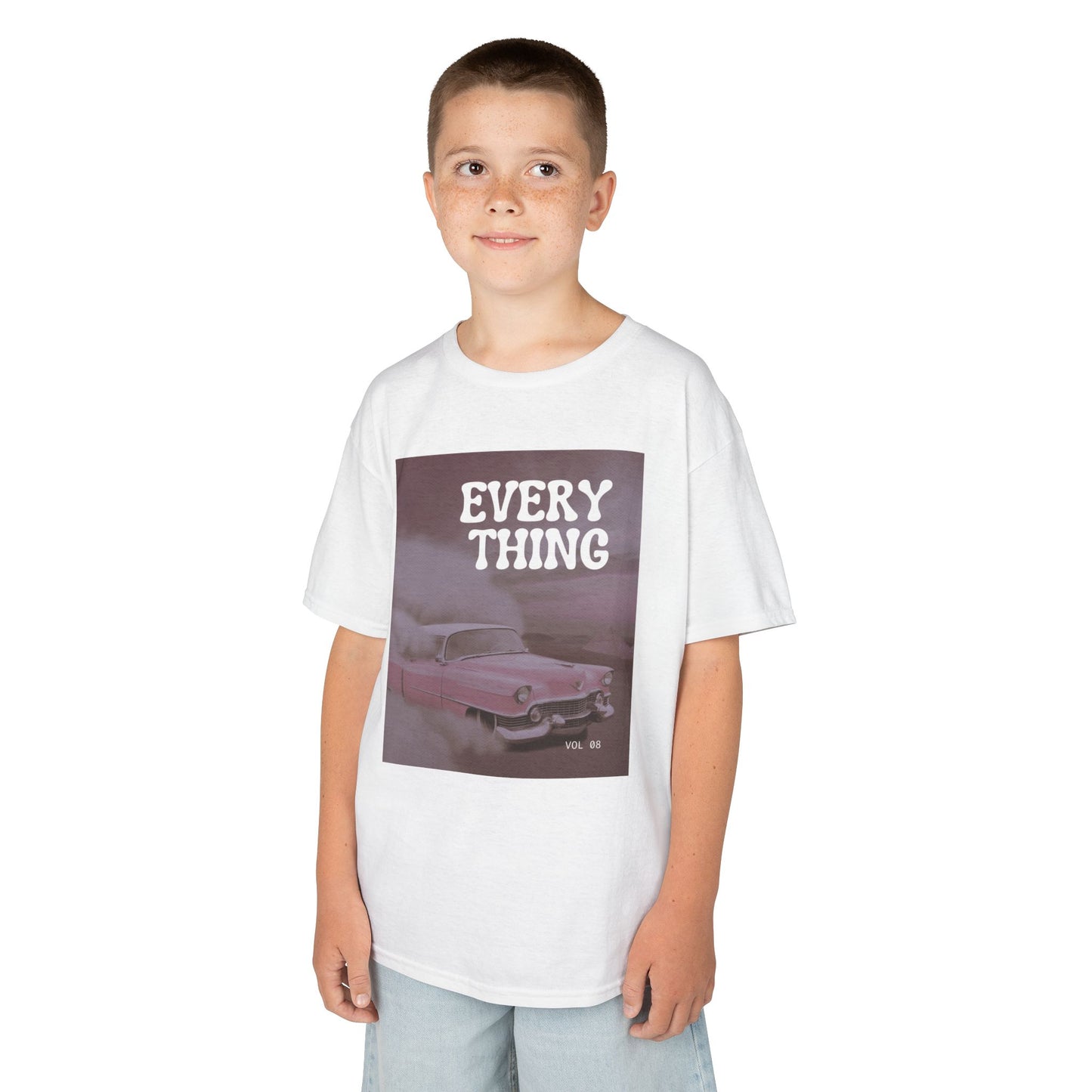 Retro Pink Car Kids T‑Shirt – 'EVERYTHING' Graphic Tee