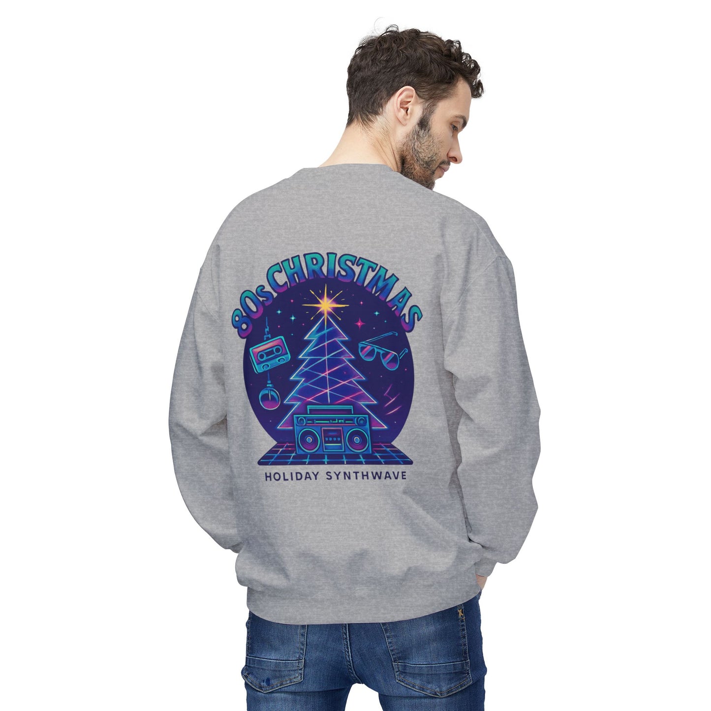Retro 80s Christmas Sweatshirt – Holiday Synthwave Snowman Crewneck