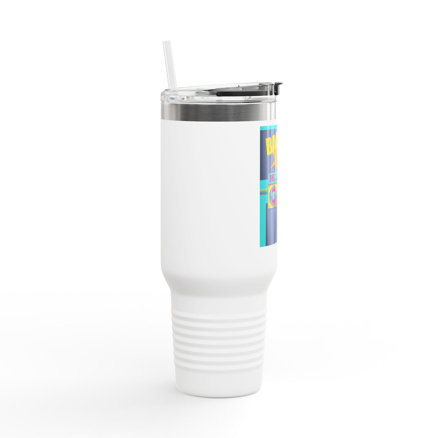 Back to the 80’s Insulated Travel Mug — 40oz Retro Boombox Design