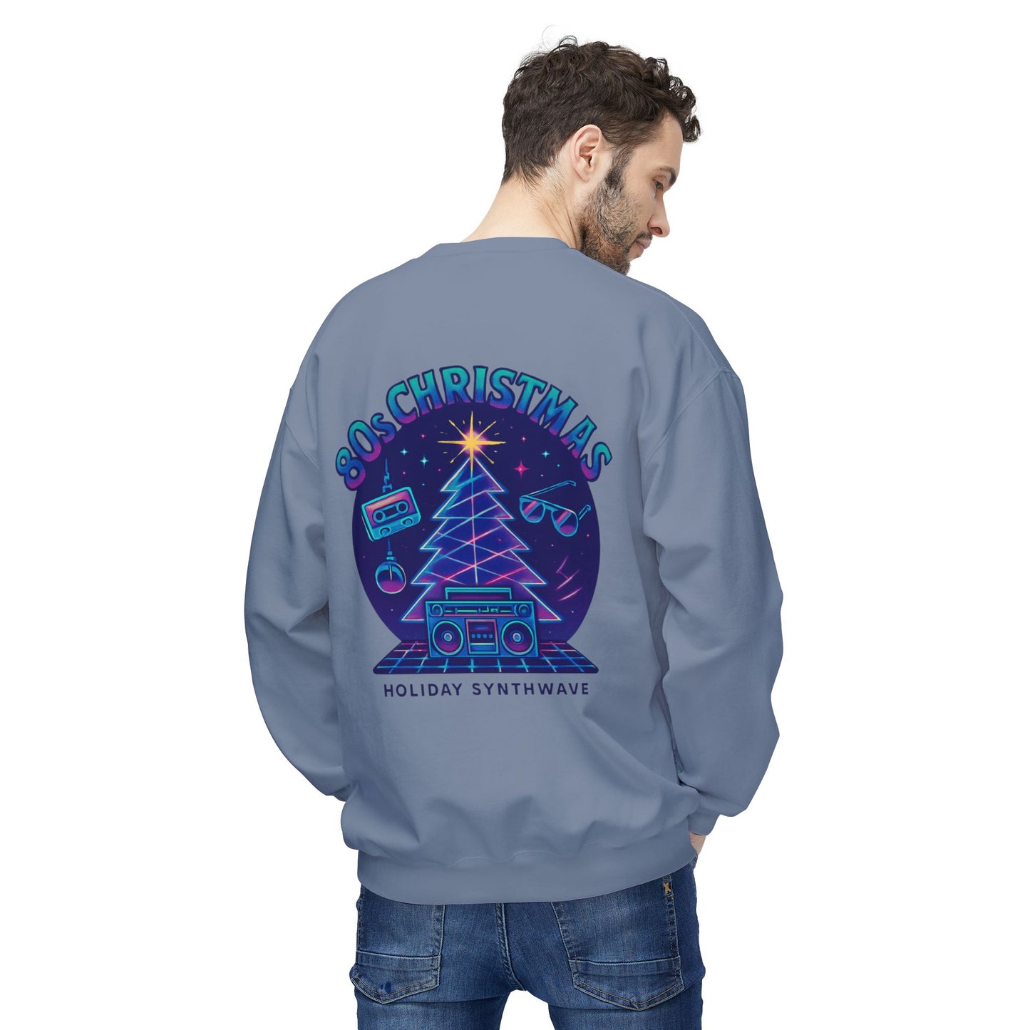 Retro 80s Christmas Sweatshirt – Holiday Synthwave Snowman Crewneck