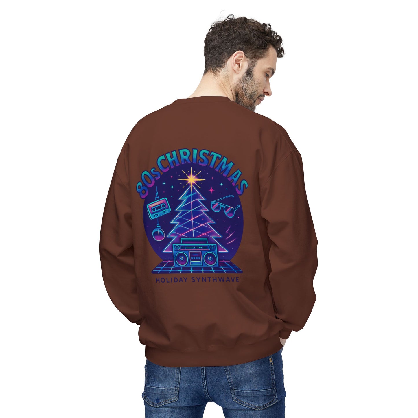 Retro 80s Christmas Sweatshirt – Holiday Synthwave Snowman Crewneck