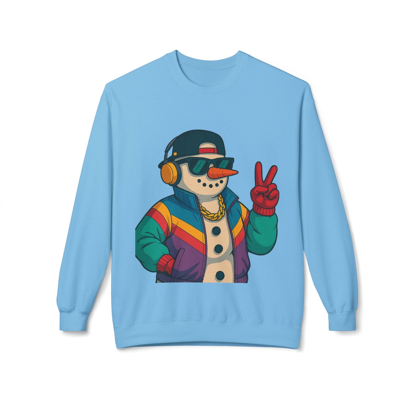 Retro 80s Christmas Sweatshirt – Holiday Synthwave Snowman Crewneck