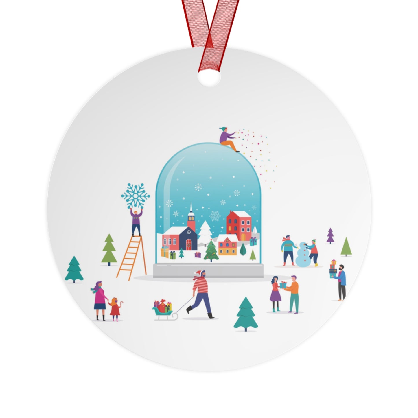 Bell Metal Ornament — Festive Snowman & Snow Globe Holiday Tree Decoration