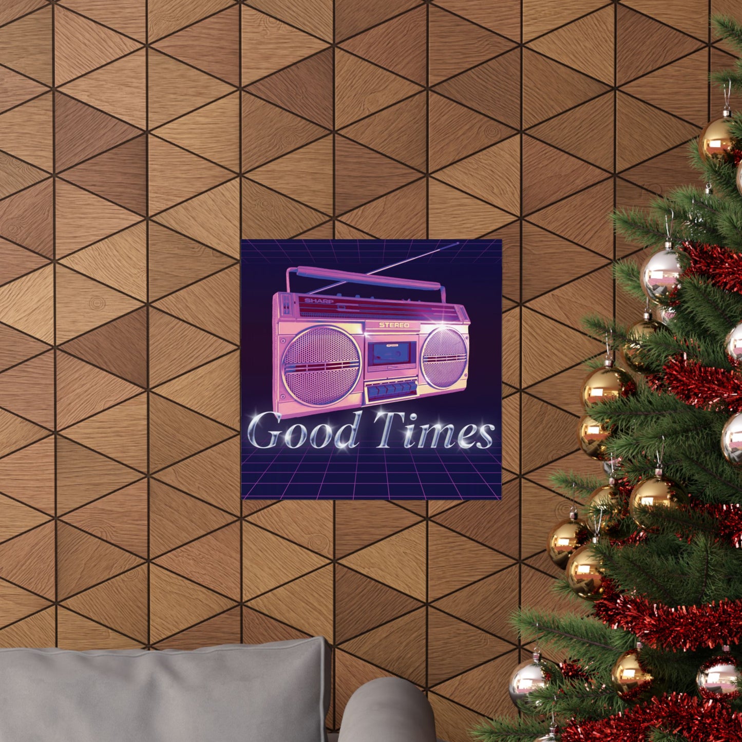 Retro Boombox 'Good Times' Matte Poster — 80s Vintage Wall Art