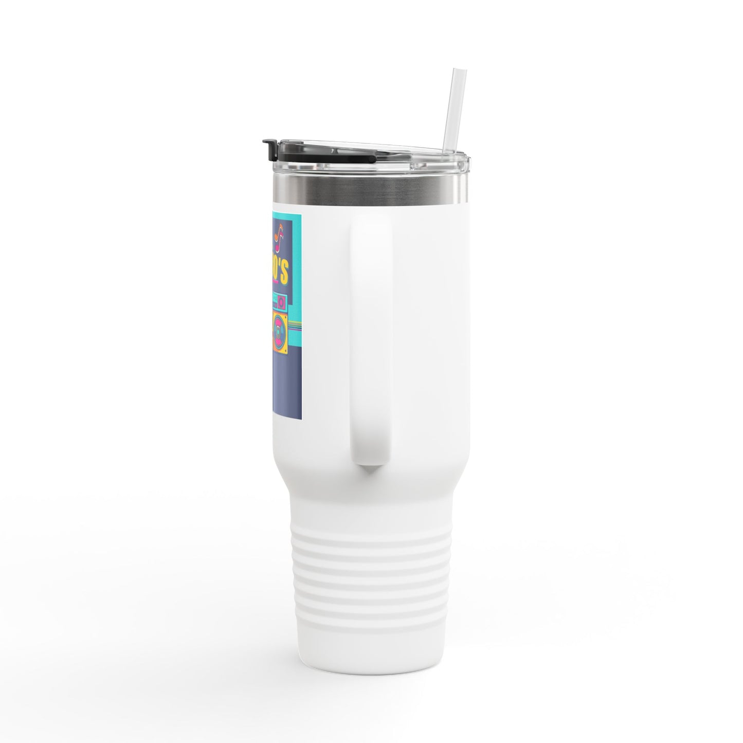 Back to the 80’s Insulated Travel Mug — 40oz Retro Boombox Design