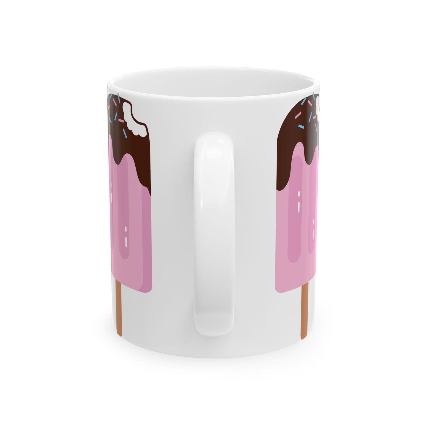 Ice Cream Popsicle Ceramic Mug — Cute Pink Ice Cream Drip Design (11oz, 15oz)