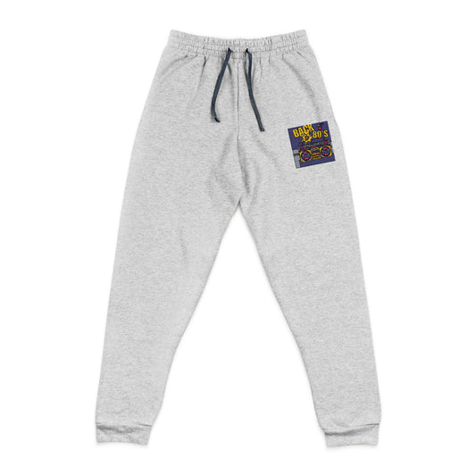 Embroidered Grey Joggers with Colorful Patch — Casual Streetwear Lounge Pants