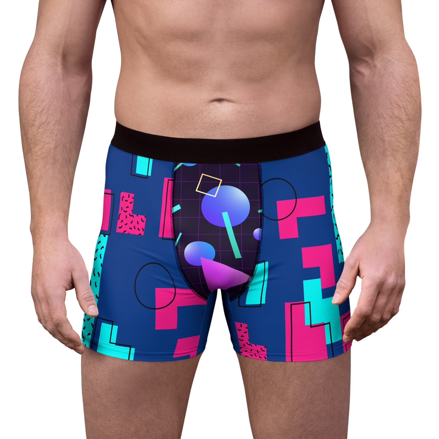 Retro 80s Men's Boxer Briefs - Bold AOP Design for Comfort