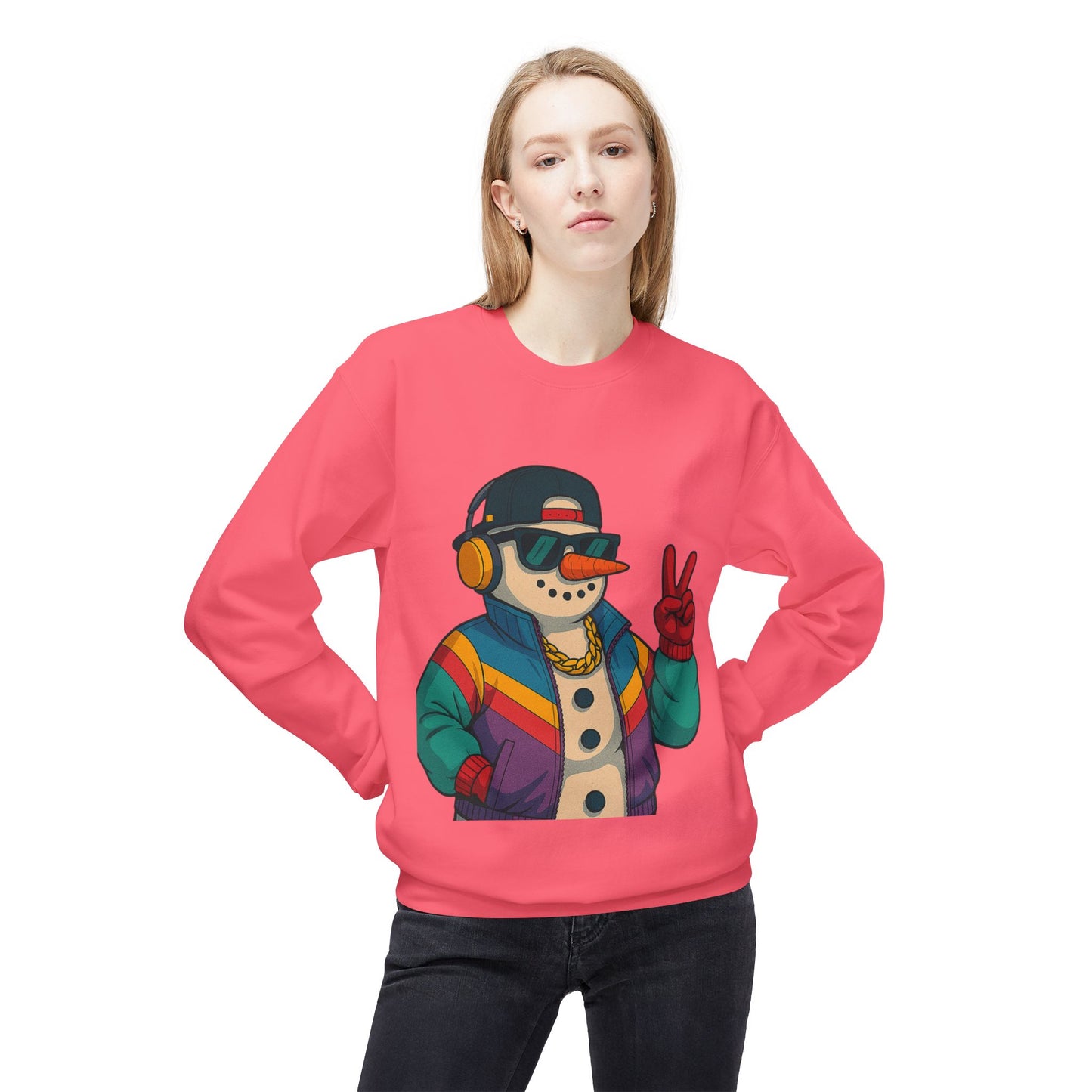 Retro 80s Christmas Sweatshirt – Holiday Synthwave Snowman Crewneck